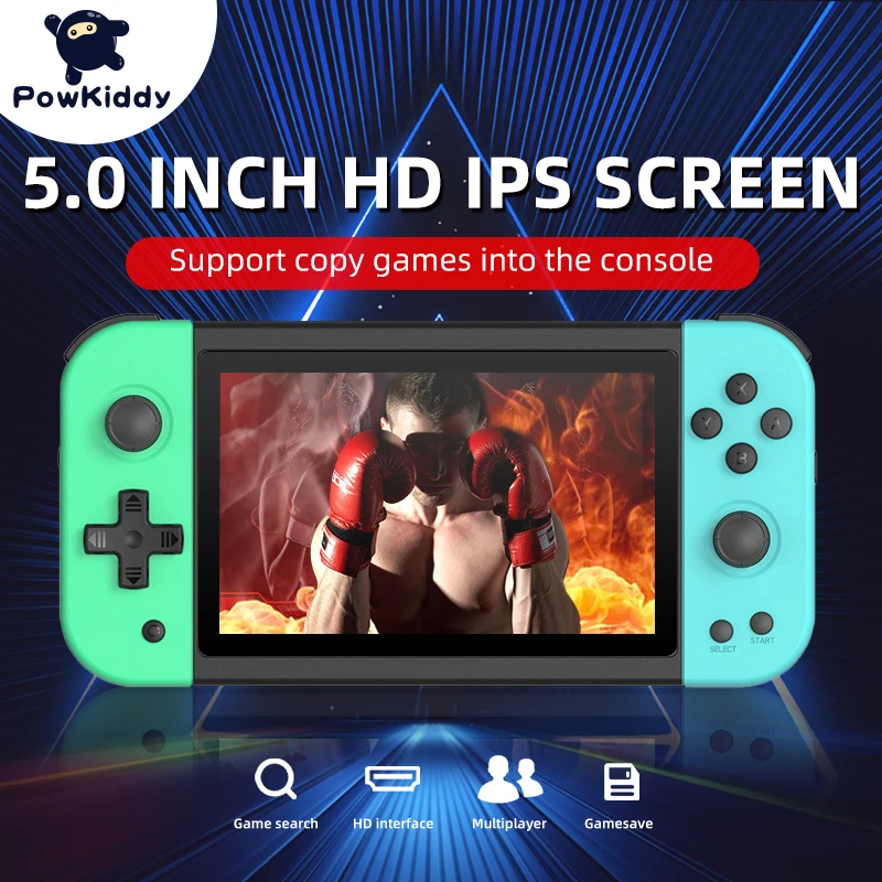 

POWKIDDY X51 5.0-inch IPS 800 * 480 Screen Video Game Console Support HD Output Multiplayer Games PS1 Children's Gifts Christmas