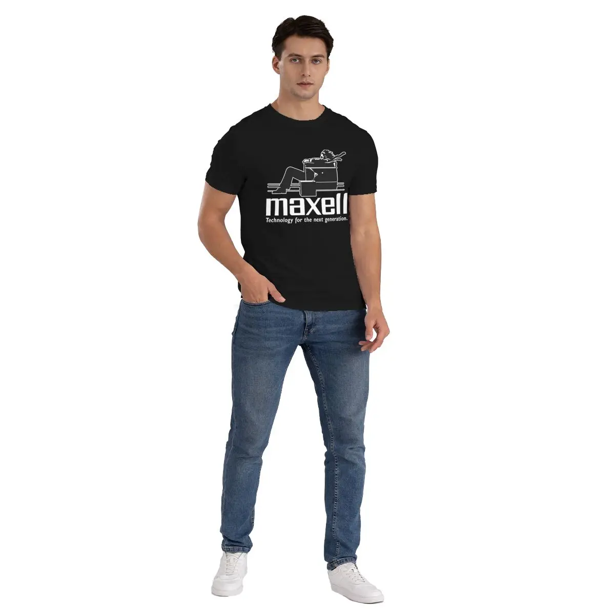Лучшая технология Maxell выдувной логотип аудио оборудование футболка принт