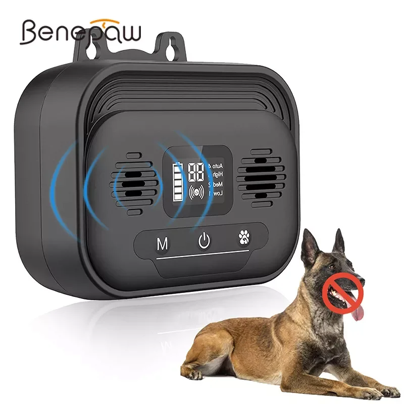

Эффективное устройство для защиты от лая собак Benepaw с регулируемым ЖК-экраном, водонепроницаемое устройство для дрессировки домашних живот...