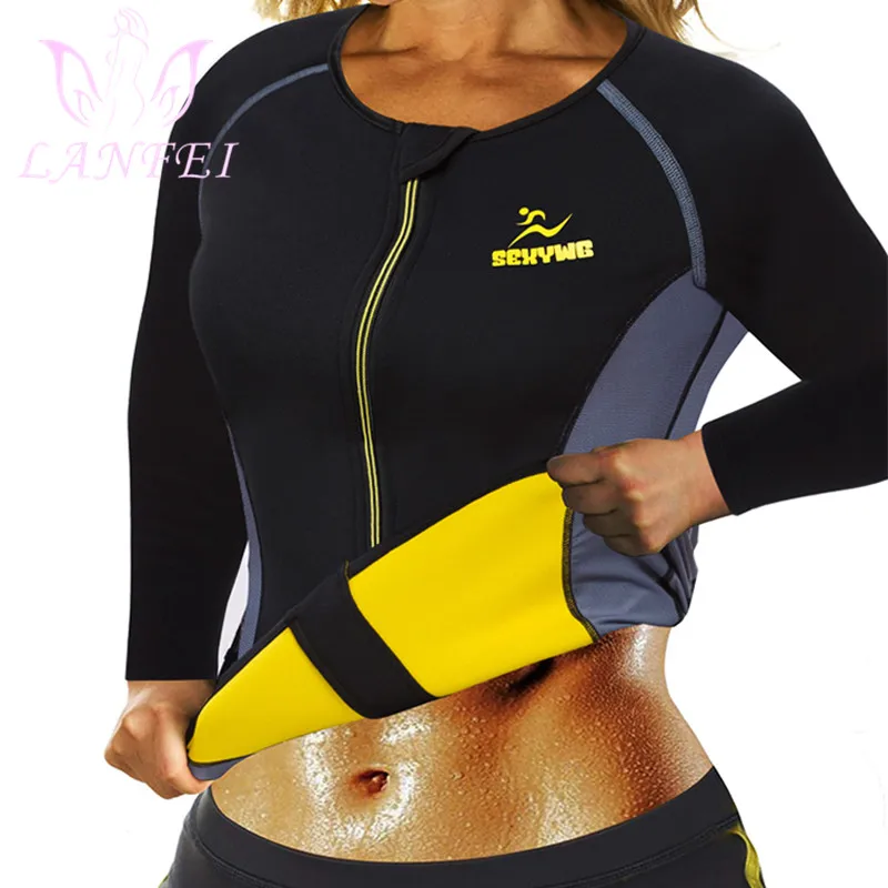 

LANFEI Women Neoprene Sweat Sauna Shirt Fat Burning Weight Loss Top Workout Slimming Shirt Shapewear Waist Trainer Top