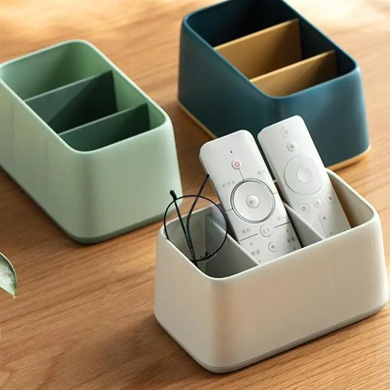 

Multifunctional Desktop Remote Control Storage Box 3 Slots Sundries Storage Container Plastic Home Multi-Grid Remote Control Rac
