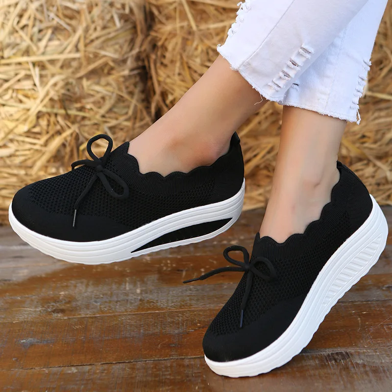Fashion Versatile Rocker Shoes for Women 2023 Spring New Mesh Breathable One Step Lazy Sports Shoes for Women