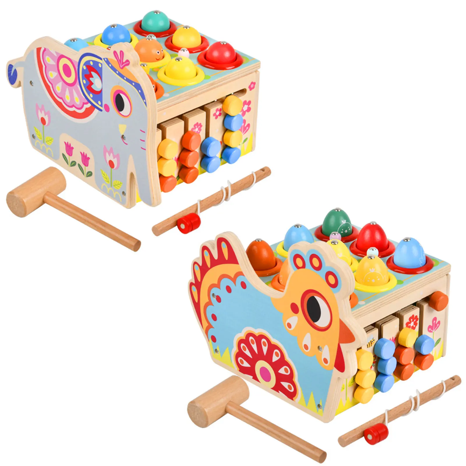 

Hammering Pounding Toys For Toddlers Wood Sensory Developmental Toy With Hammer Xylophone Worms Montessori Educational Fishing