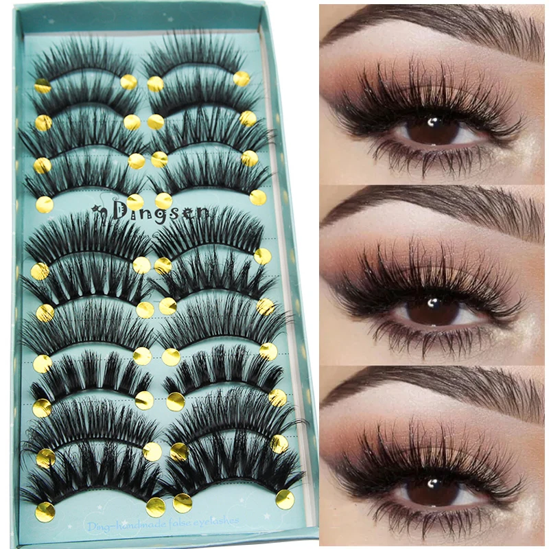 

10 Pairs Wispy Fluffy 3D Faux Mink Hair Multilayers False Eyelashes Eye Makeup Lash Extension Beauty Natural Long Fake Eyelashes