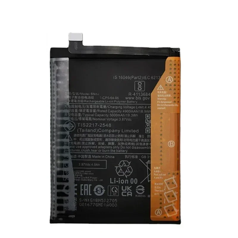 2024 года 100% оригинальный аккумулятор 5000 мАч BN5J для Xiaomi Redmi Note 12 5G/12T Pro/POCO X5 5G