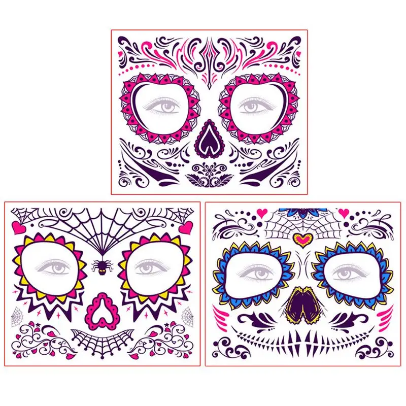 

Временные наклейки на лицо Хэллоуина, ужасы, день Хэллоуина, день мертвецов, татуировки, водонепроницаемые, влагостойкие, стойкие, временные