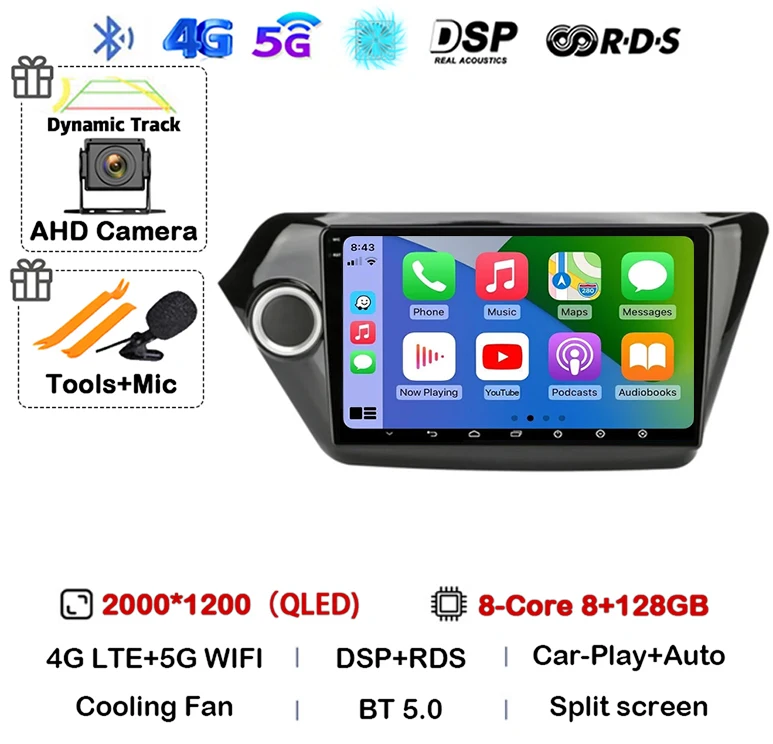 

Android 15 Carplay Auto WIFI + 4G Автомобильное радио для Kia RIO 3 2011 2012 2013 2014 2015 2016 Мультимедийный плеер GPS Стерео головное устройство DSP