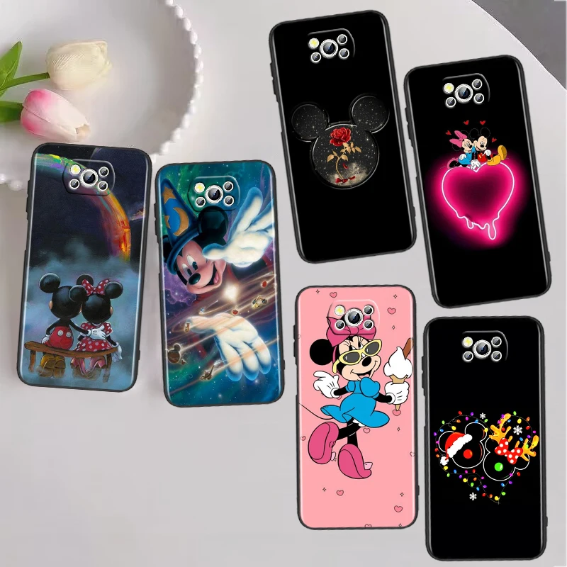 

Love Art Mickey Minnie Mouse For Xiaomi Poco X5 X3 Pro X4 F4 F3 GT M5 M5s M4 M3 C55 C50 C40 5G Black Phone Case Cover