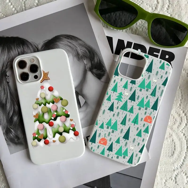 

Christmas tree New Year gifts Phone Case Candy Color for iPhone 6 7 8 11 12 13 s mini pro X XS XR MAX Plus