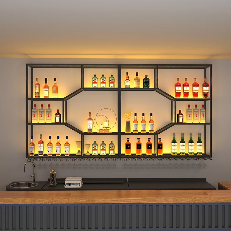 z uchwytem na whisky Szafka barowa Komercyjna Unikalna Nowoczesna Butelka Szafki wino Wiszące Odwrócony Cremalheira De Vinho Akcesoria barowe