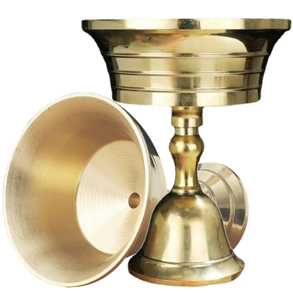 

2 Pcs Supplies Brass Ghee Lamp Holder Retro Decor Butter Holders