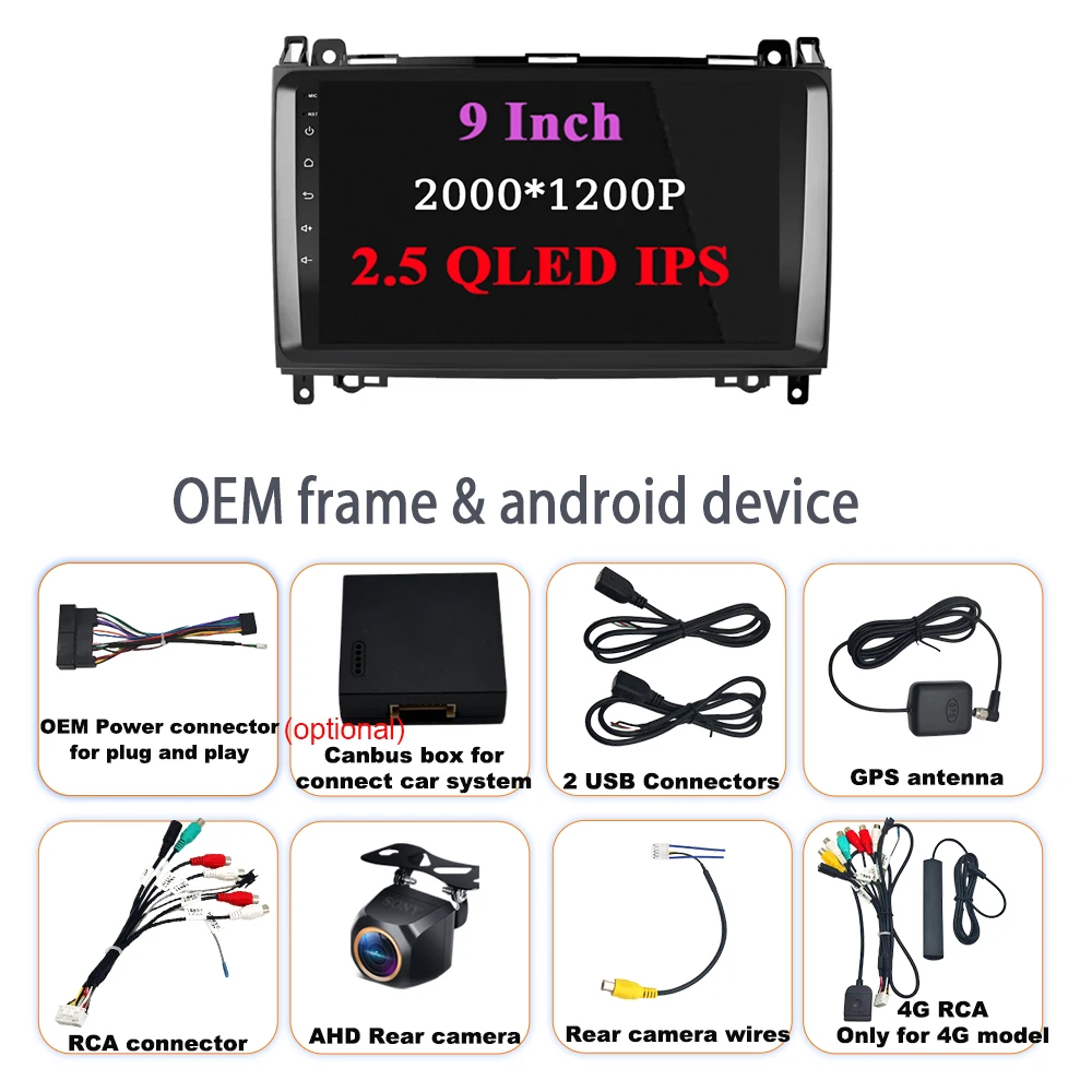 Автомобильный радиоприемник для Mercedes Benz B200 W169 W245 Viano Vito W639 AB Class Sprinter W906 Android 15 GPS Carplay Мультимедийный видеоплеер (art.: 3920d1e6a4e34) - 3920d1e6a4e34