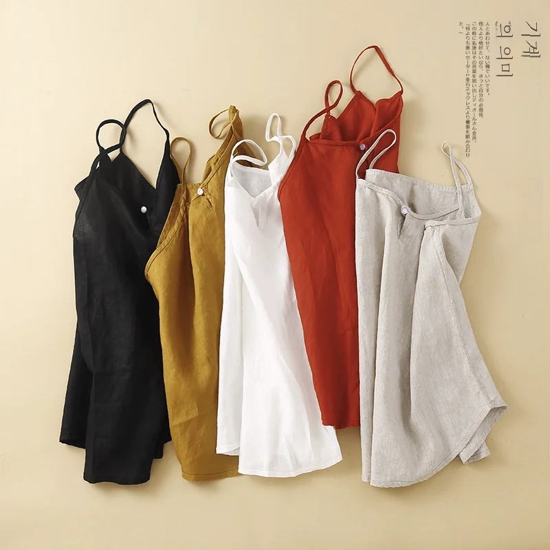 Clearance Leak-picking Foreign Trade Japan Fashion Cut The Tag Women Ramie Sleeveless Top Thin Cotton Linen Cami