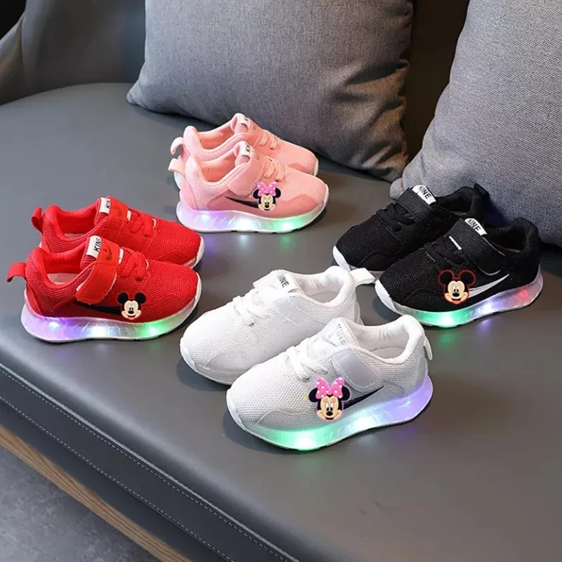 

Led luminous Mickey Mouse Kids Shoes boys girls Light Children Luminous baby Sneakers sport Boy Girl Minnie Led Light Shoes