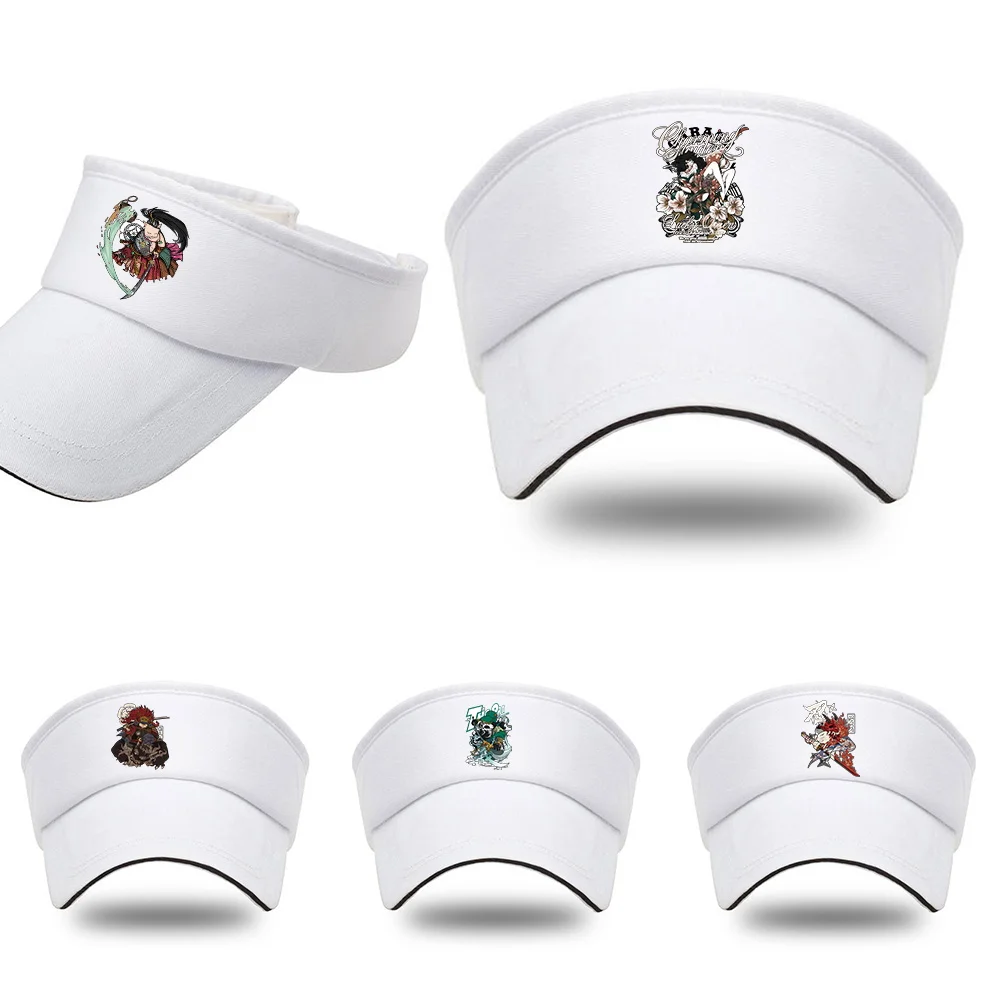 

Tennis Caps Men Women Adjustable Sport Headband Breathable Air Sun Hats Visor Top Empty Samurai Print Sunscreen Cap