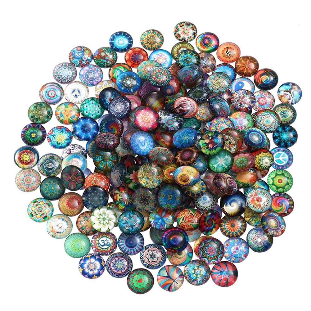 

Mosaic Round Tiles Beads Dome Jewelry Tile Crafts Penny Vases Flatback Half Making Craft Gemstone Pebbles Printed Stones Mixed