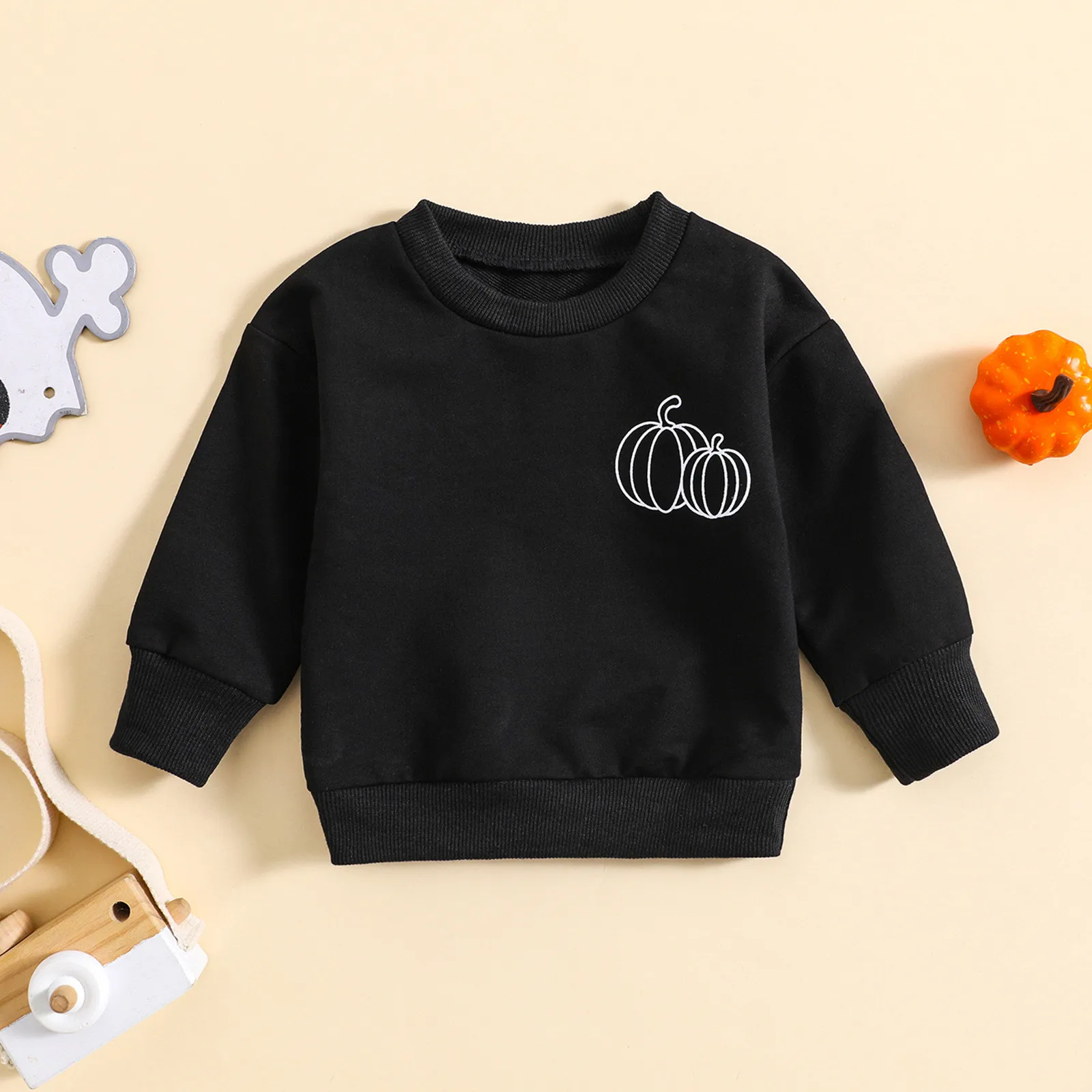 

Boys Pullover Knitting Pattern Toddler Infant Baby Boys Girls Halloween Pumpkins Prints Long Sleeves Soft Sweatershirt Tops