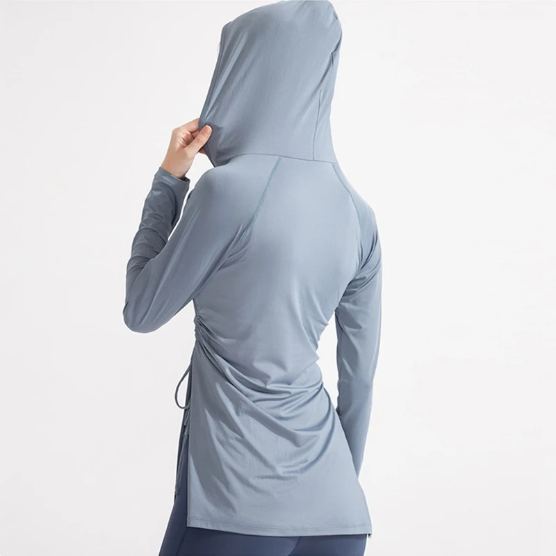 Women Sport Hoodies Long Sleeve Yoga Shirts Quick Dry Bandage Running T-shirts Gym Workout Sweatshirt Fitness Hooded Tops Female