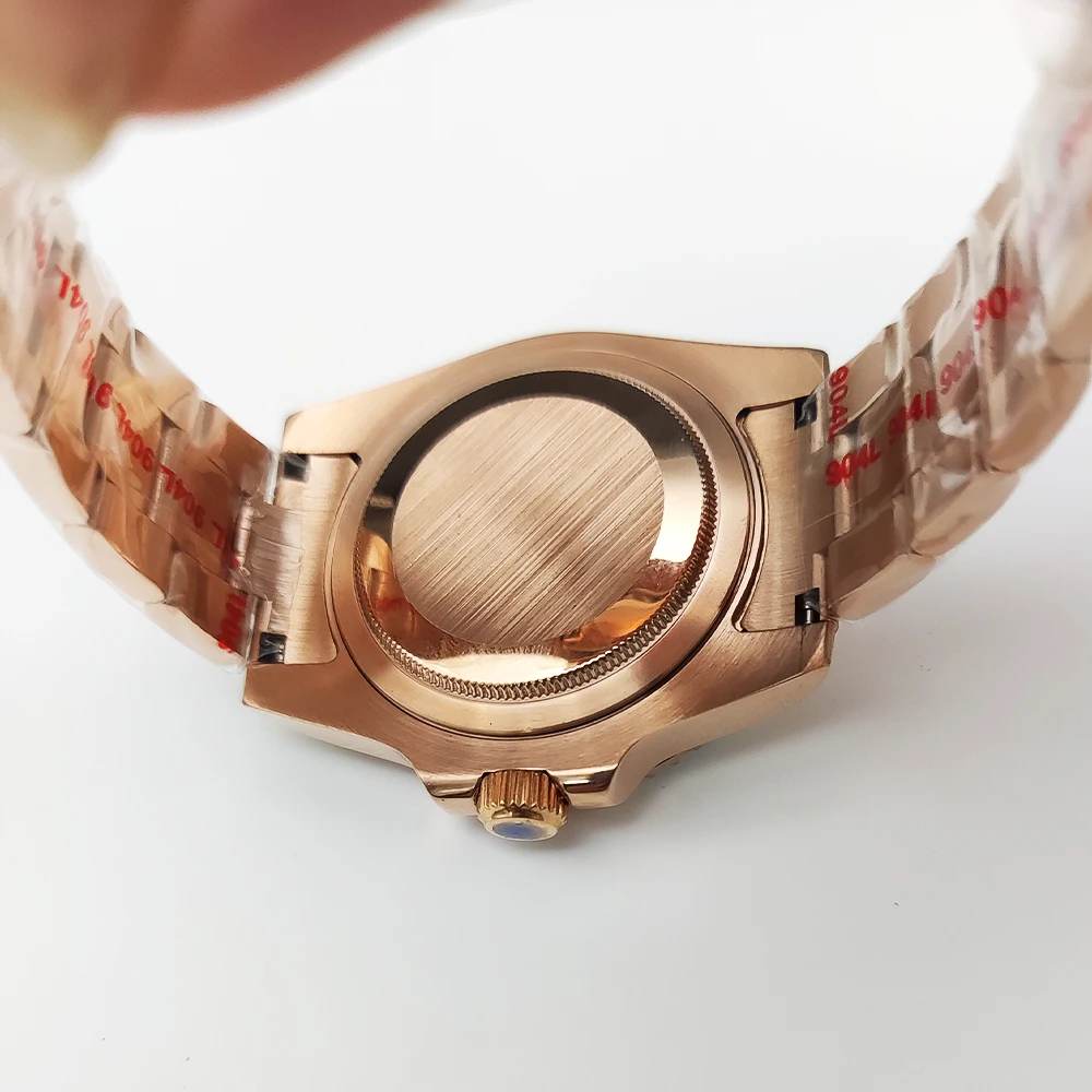 Мужские часы 40 мм розовое золото водостойкий Чехол из нержавеющей стали GMT Безель