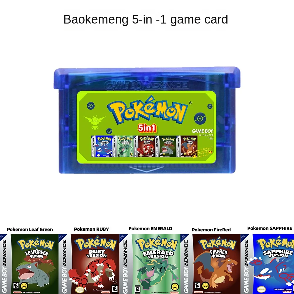 

5-в-1 Карманная игровая карта Pokemon Gba для монстров с поддержкой Nds/ndsl