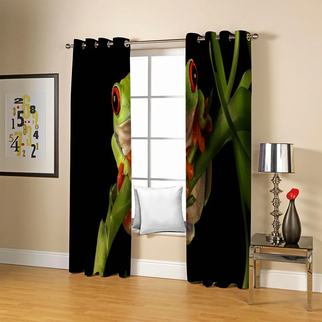 Customized Curtain Window Living Room Animal Frog Print Luxury Curtains In The Kids Bedroom Hall Treatments Kitchen Decoration