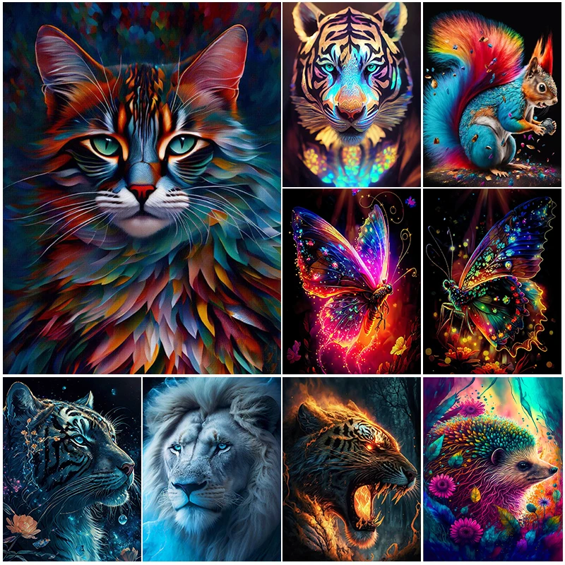 

5D DIY Diamond Painting Animals Lion Cat Tiger Cross Stitch Kit Full Drill Round Embroidery Mosaic Handmade Art Home Decor Gifts