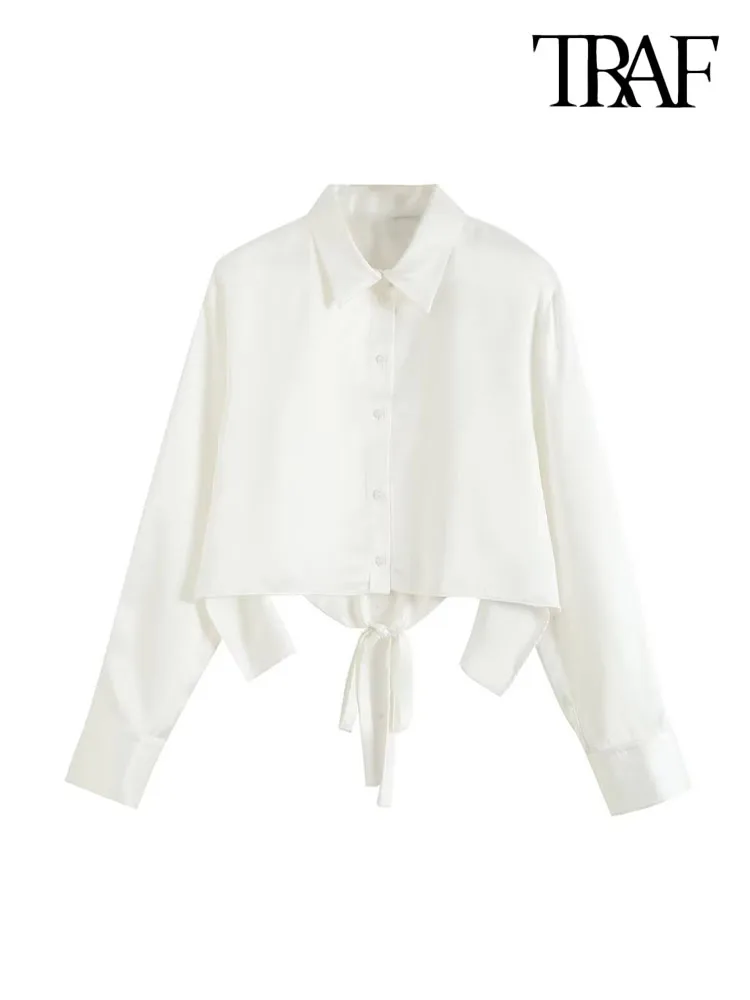 

Женская атласная блузка с длинным рукавом, на пуговицах спереди