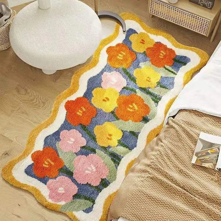 

Bedside Blanket Bedroom Girl Small Flower Long Plush Thick Carpet Bathroom Bathroom Door Anti-slip Foot Mats Resistant To Dirt
