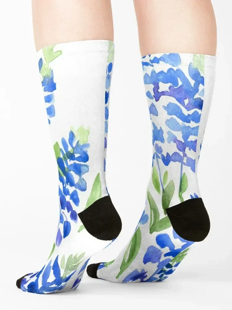 Акварельные носки Texas Bluebells аниме профессиональные беговые японские модные до