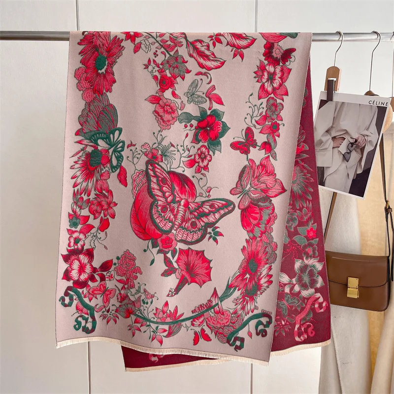 

Brand Pashmina Blanket Warm Cashmere Scarf for Women Luxury Winter Shawls and Wraps Bufandas Thick Poncho Soft Tassel Echarpe