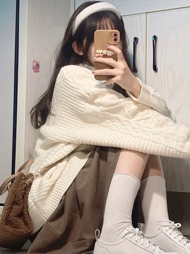 Женский костюм-тройка осенне-зимний мягкий простой вязаный пуловер с длинными