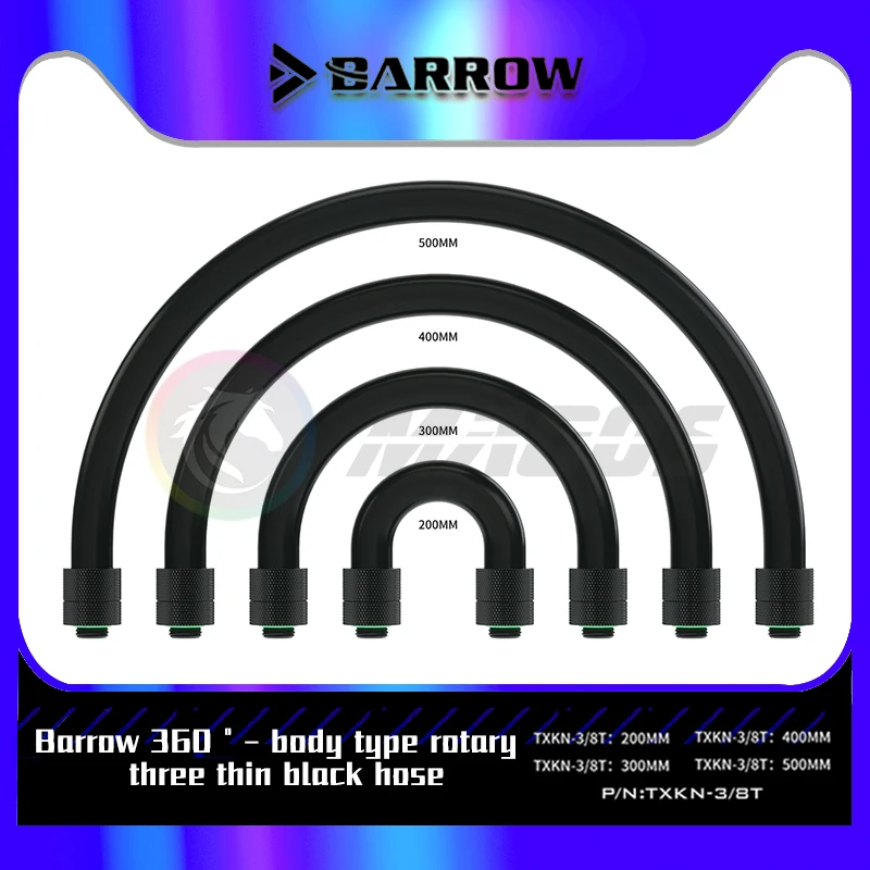 

Мягкие трубки Barrow, вращающиеся на 360 градусов, с фитингом G1/4 'для компьютера, блок водяного охлаждения, добывающая установка, шланг TXKN-3/8T