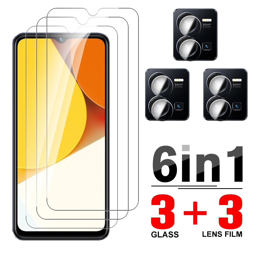 

6 в 1 прозрачное закаленное стекло для Vivo Y35 4G защита для экрана для Vivo Y 35 35Y VivoY35 6,58 дюймовая Защитная стеклянная пленка для объектива камеры