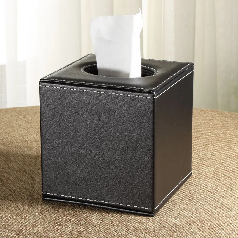 

2023 Creative Desktop Roll Paper Box Grids PU Leather Tissue Box Kitchen Pumping Tray European Acrylic Fashion Cube Napkin Box