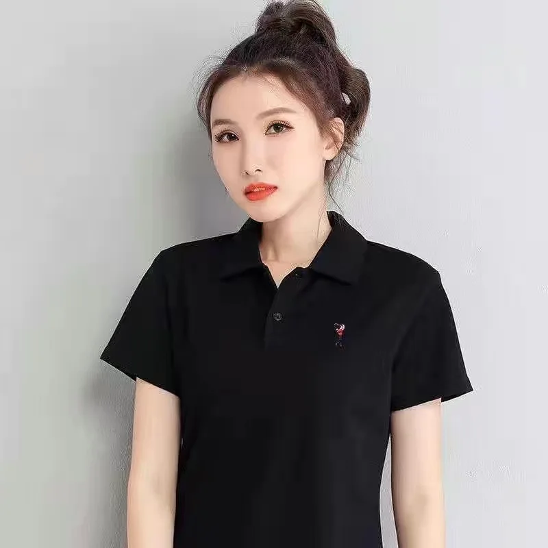 Korea Fashion Summer Women golf Short sleeve Lapel Polo shirt women's loose casual sport golf tops Golf Uniform