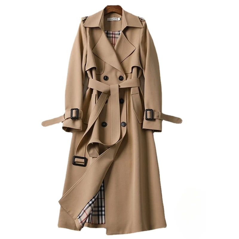 

Fall Winter Women's Loose Fashion British Coat Ladies Over Knee Long Jacket