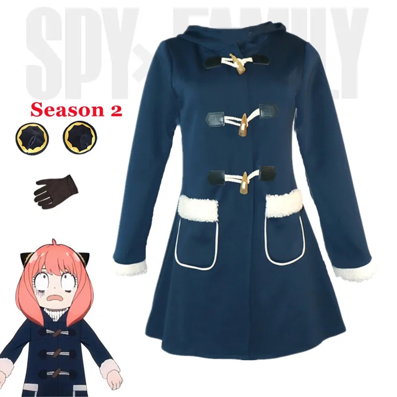 

Anime SPY X FAMILY Season 2 Anya Forger Cosplay Costume Coat Jacket Dark Blue Hoodies Uniform Halloween Carnival Party Clothes