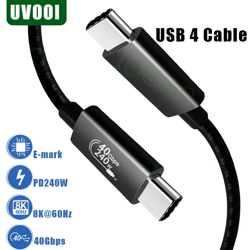 

UVOOI Thunderbolt 4 Cable 8K Display 40Gbps Data Transfer 100W Charging USB C To USB C Cable For MacBook Pro Surface