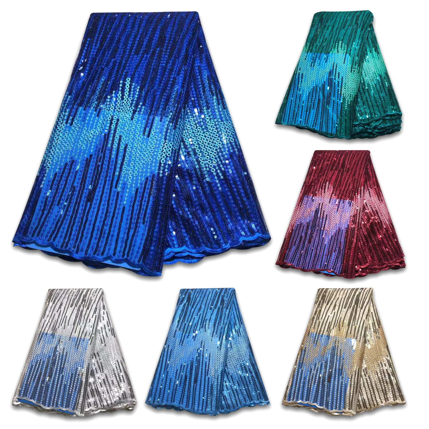 

New 2023 Sequins Lace High Quality Embroidered African Mesh Lace Fabric French Tulle Laces Fabric Fashion Nigerian Party Dress