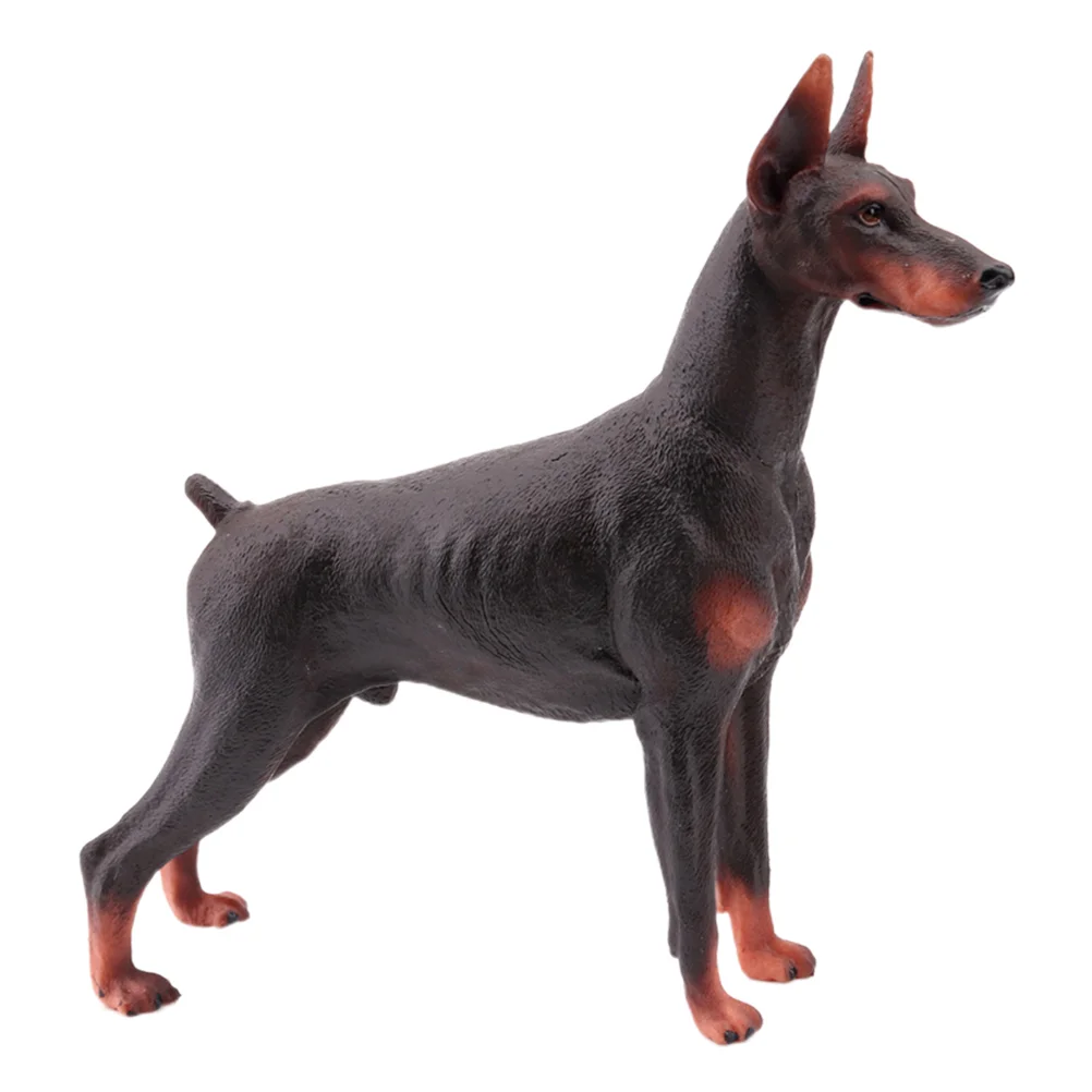 

1pc Doberman Model Simulation Lifelike Static Dog Animal Statue Figurine Desktop Adornment (Brown)