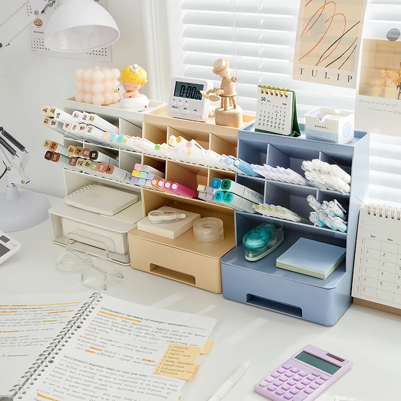 

Oblique-in Style Multi-functional Desk Pencil Holder Office Home Desktop Stationery Storage Box Marker Pen Finishing Organizer