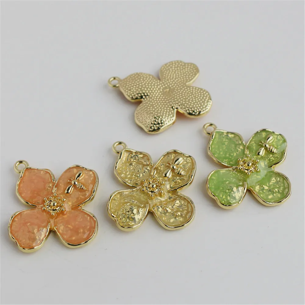 

14k золотой цвет с медным покрытием желе каплевидное масло для сна еда пчела 28 мм большой цветок своими руками