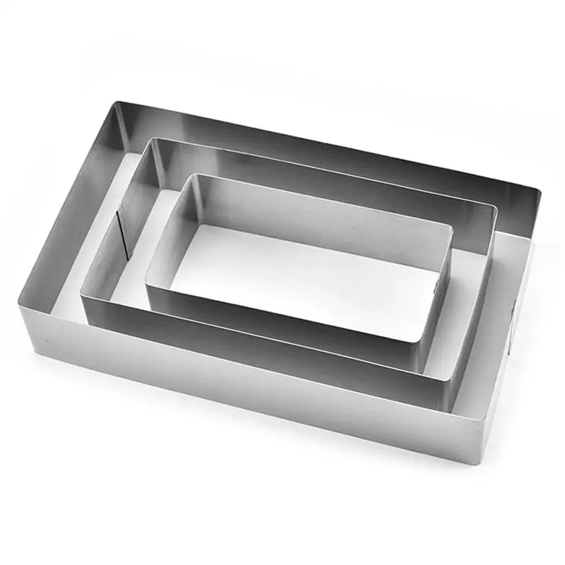 

3pcs Mousse Rings Set Stainless Steel Rectangular Tiramisu Cake Mold Cheese Cutter Pastry Mould Baking Tool
