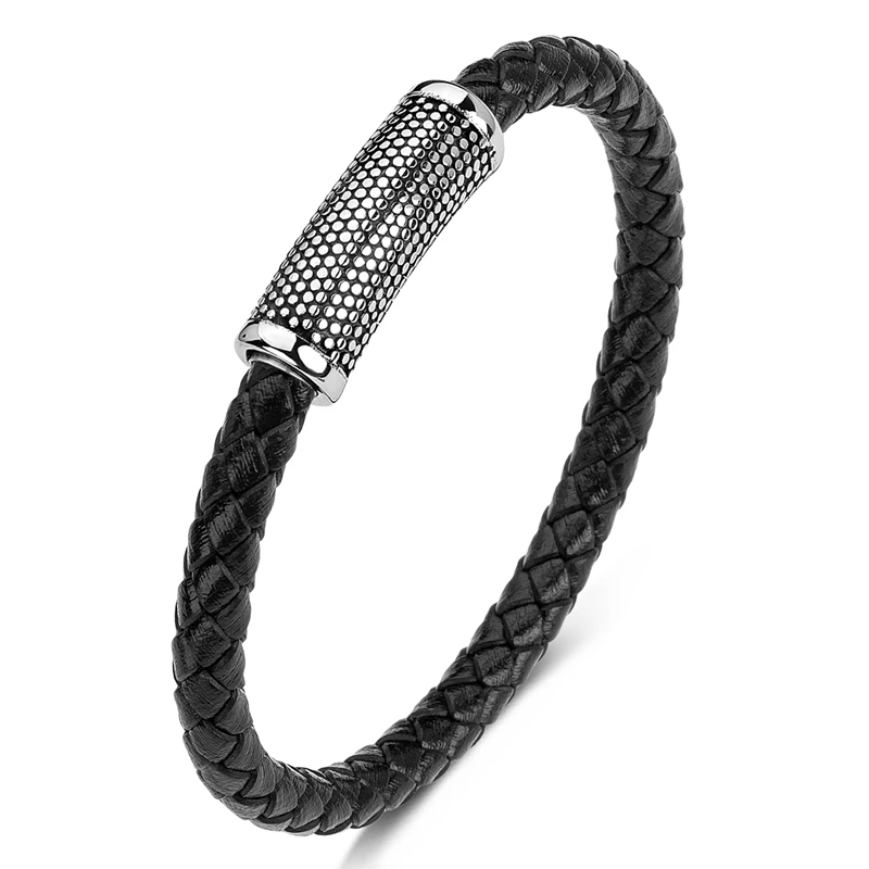 

Simple Unisex Braided Leather Rope Bracelet For Men Women Jewelry Stainless Steel Punk Wristband Chain Link Bracelets Pulsera