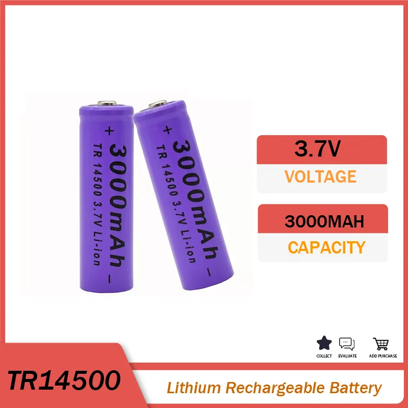 

Lithium TR14500 3.7V 3000mAh Rechargeable Backup Battery for Electric Toothbrush Razor Hair Clipper Medical Replacement Battery