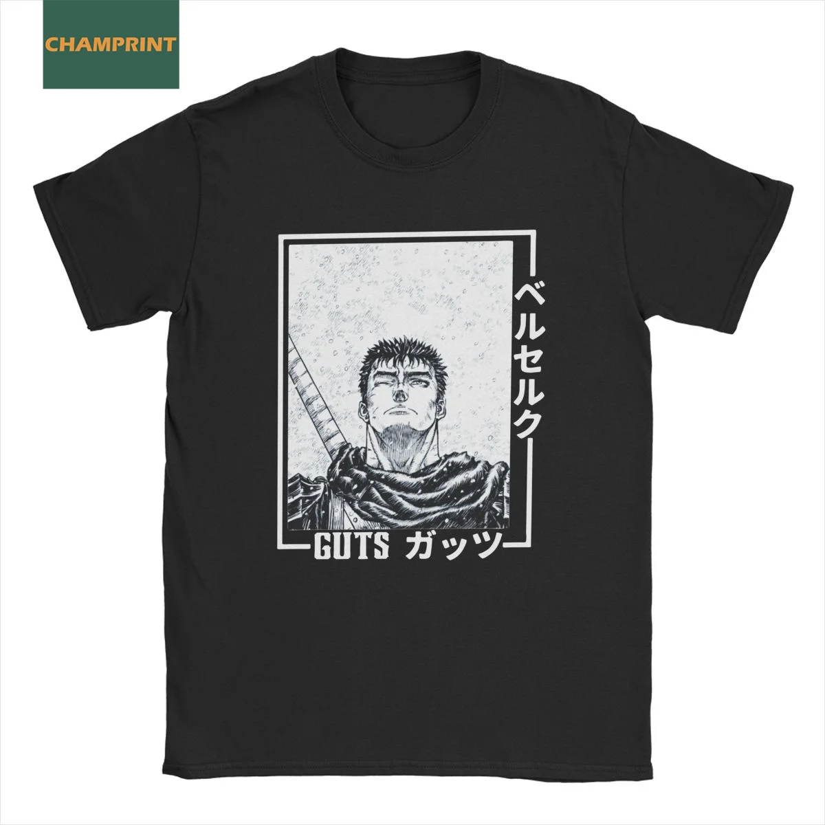 Leisure Berserk Guts Swordsman T-Shirts for Men Round Collar Cotton T Shirts Anime Short Sleeve Tee Shirt Printed Clothes