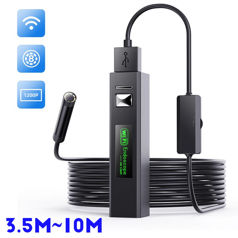 

WiFi Endoscope Inspection Mini Camera 1200P Waterproof USB Borescope Snake HD 8mm Len 3.5M 5M 10M Car for Iphone Android PC