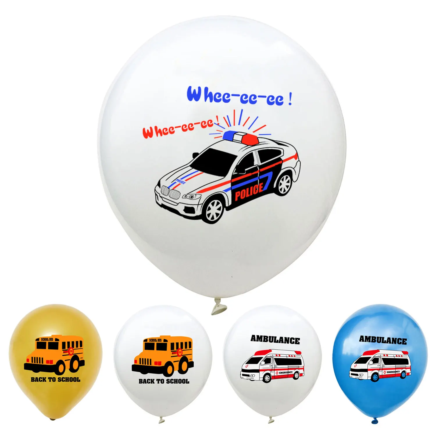 

New Hot Selling 12-Inch Police Car Ambulance School Bus Transportation Children Birthday Party Decorative Balloon 15PCS