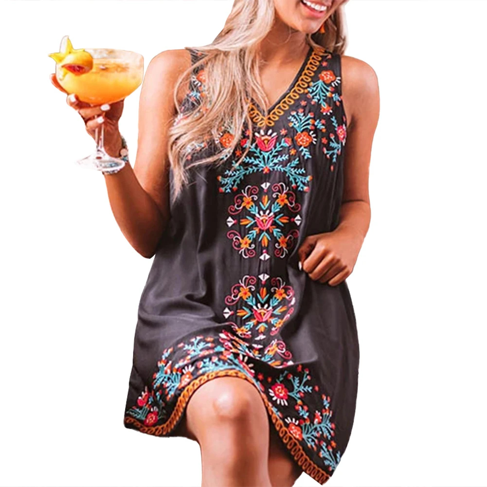 

Casual Beach Maxi Dress Women Floral Printing Splicing Long Sundress Casual Ladies V-Neck Sexy Party Hollowed Dresses