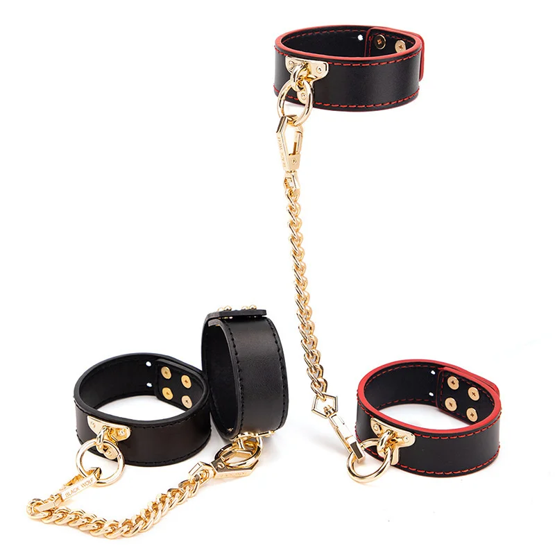 

2020 hot selling leather high-end handcuffs and foot cuffs SM adult products fun alternative binding handcuffs and foot cuffs